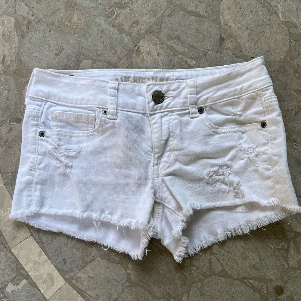 American Eagle white jean shorts